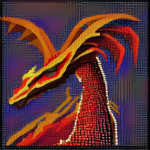 Image similar to full portrait painting of humanoid dragon, pixel art 8 x 8.