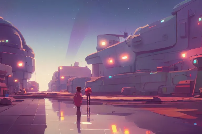 Image similar to space shipyard, cory loftis, james gilleard, atey ghailan, makoto shinkai, goro fujita, studio ghibli, rim light, exquisite lighting, clear focus, very coherent, plain background, soft painting