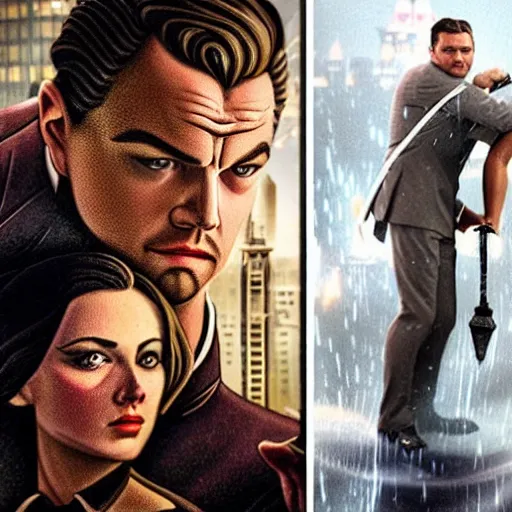 Image similar to cinematic photo of andrew ryan, portrayed by leonardo dicaprio, in a new live - action bioshock movie