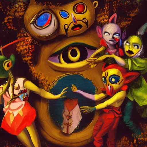 Prompt: a scene from majora's mask in the style of a baroque painting