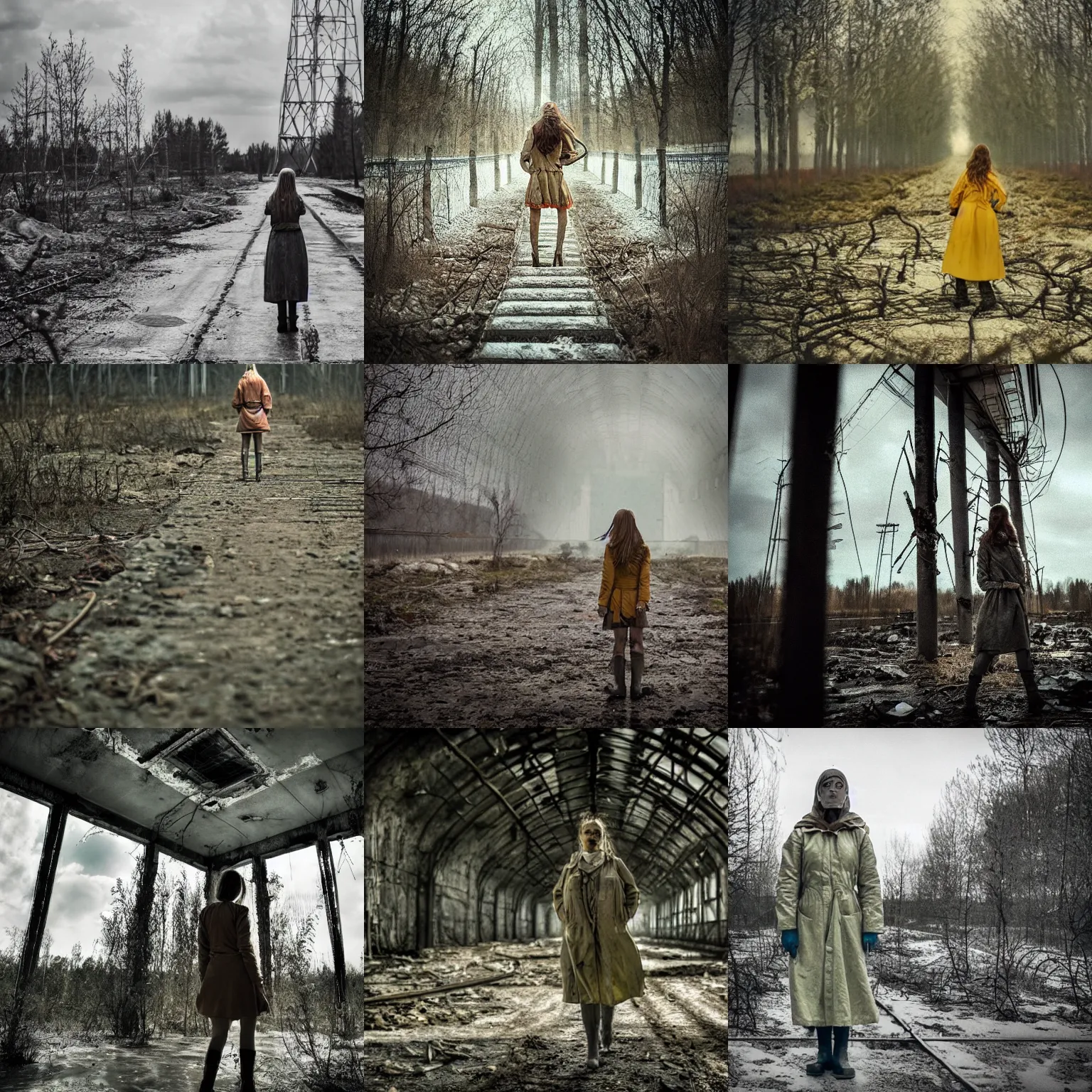 Prompt: stalker girl on Chernobyl, cinematic photography, epic composition