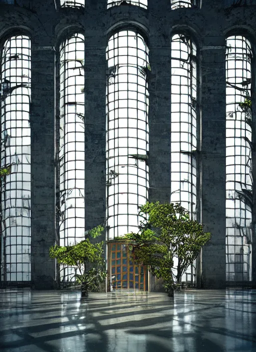 Prompt: “derelict architecture single building , the windows are growing single vines, building designed by architect Zaha Hadid, architecture digest, building surrounded in a luxury environment, bright tones, fluorescent lighting,volumetric Lighting, photorealism, high detail, golden ratio, cinematic, octane renderer”