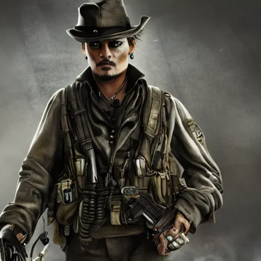 Prompt: Johnny Depp in call of duty 4k detail