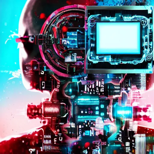 Image similar to Beautiful Photo of Arduino Uno in the robot's head. Cyberpunk. splatterpunk. 4K