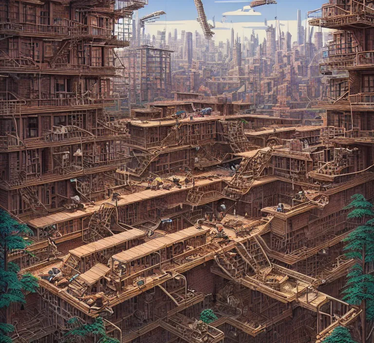 Prompt: hyperrealism photography hyperrealism concept art of highly detailed beavers builders that building highly detailed futuristic city with bricks by wes anderson and hasui kawase and scott listfield sci - fi style hyperrealism