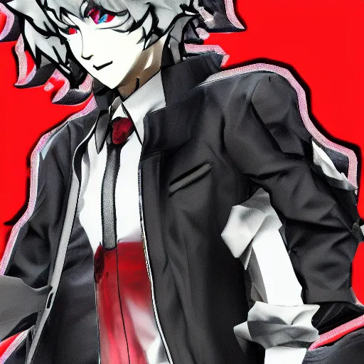 Prompt: nagito komaeda from danganronpa in persona 5, highly detailed, persona 5 style