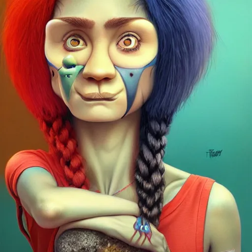 Image similar to trolls portrait, Pixar style, by Tristan Eaton Stanley Artgerm and Tom Bagshaw.
