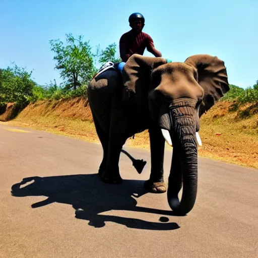 Prompt: elephant riding a motorcycle