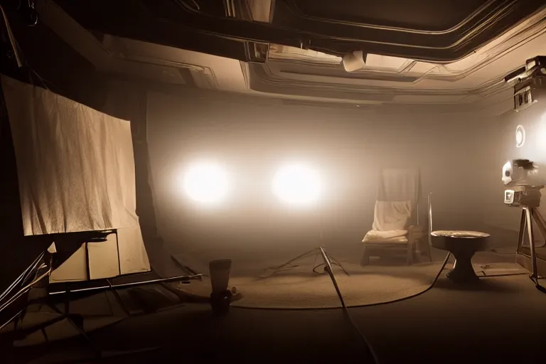 Prompt: photograph of a time travel movie set design, by roger deakins. cinematic, elegant, professional studio light, real dlsr photography, sharp focus, 4 k, ultra hd, sense of awe