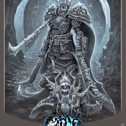 Prompt: the lich king, world of warcraft, in the style of kentaro miura, digital art, trending on artstation