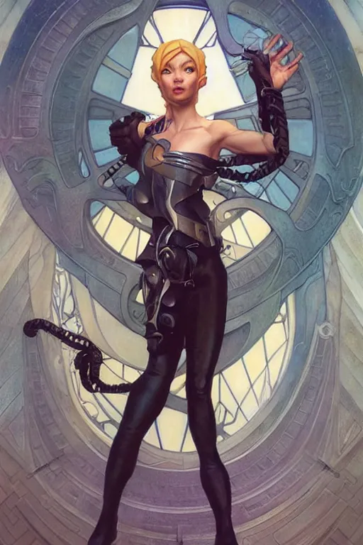 Image similar to warrior Rapunzel as aeon flux profile picture by Margaret Keane, dynamic pose, intricate, futuristic, fantasy, elegant, by Stanley Artgerm Lau, greg rutkowski, thomas kindkade, alphonse mucha, loish, norman Rockwell,