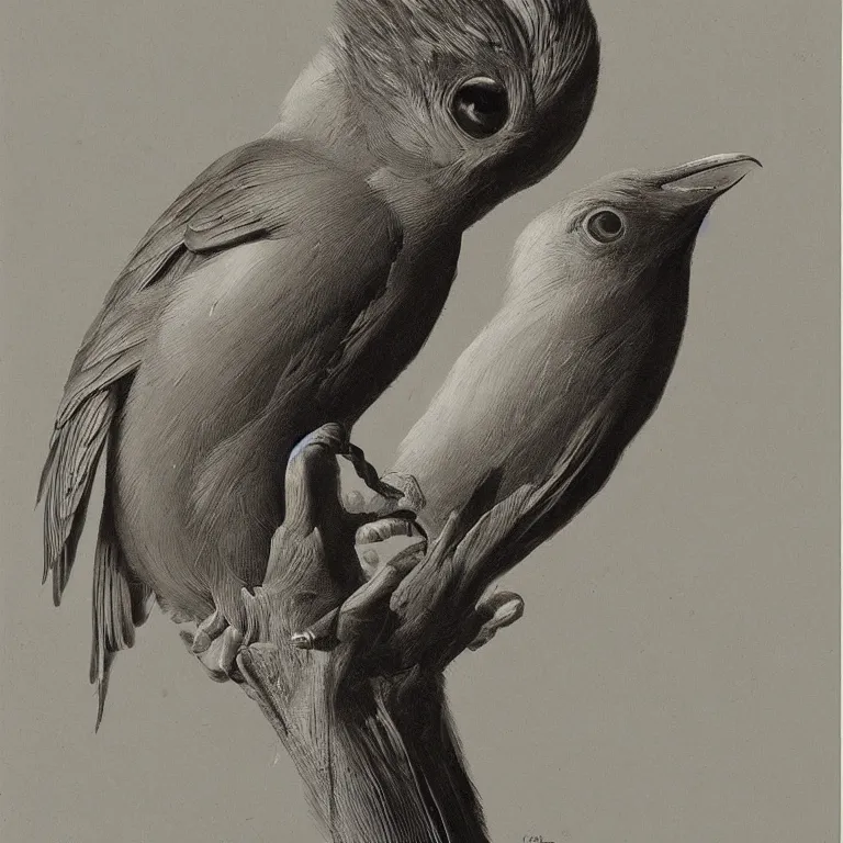 Image similar to a beautiful painting of a bird in hand is worth two in the bush, highly detailed, 8 k resolution, mark catesby, karl blossfeldt, elizabeth gould