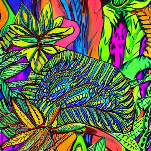 Image similar to psychedelic trippy couch in jungle, garden, hippy art, wavy, 7 0 s vibes