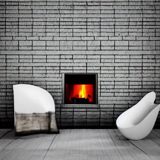 Prompt: cozy fireplace, digital art, minimalism