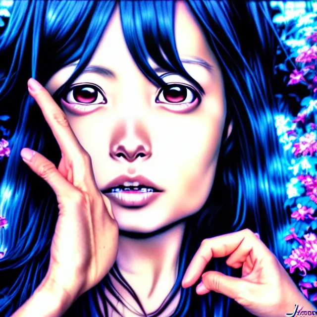 Prompt: a photorealistic image of tomoko kuroki, by jason felix, dan mumford, kinkade, lisa frank, artgerm, range murata, tokyo mural