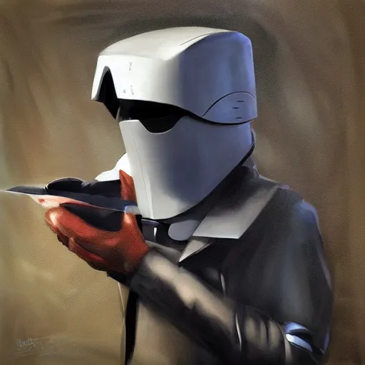 Image similar to tesla bot holding a weapon photorealistic digital painting