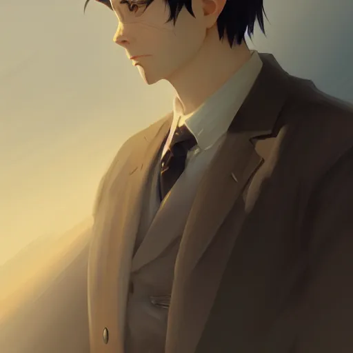 Image similar to portrait of padraig pearse, highly detailed, digital painting, concept art, sharp focus, by makoto shinkai