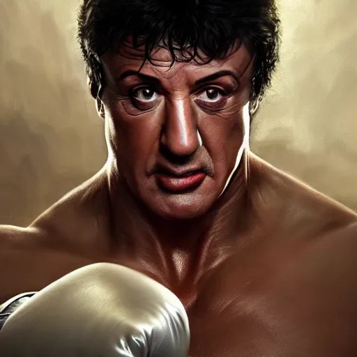 Image similar to Sylvester Stallone boxing knight, closeup, D&D, fantasy, intricate, elegant, highly detailed, digital painting, artstation, concept art, matte, sharp focus, illustration, hearthstone, art by Artgerm and Greg Rutkowski and Alphonse Mucha