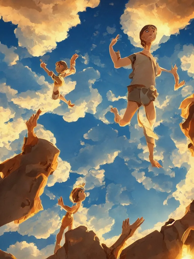 Prompt: arms raised to the sky by disney concept artists, blunt borders, rule of thirds, golden ratio, godly light, beautiful!!