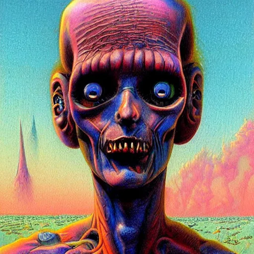 Image similar to original jean giraud art painting, pastel goth aesthetic, creepy kawaii, psychedelic, sabbas apterus