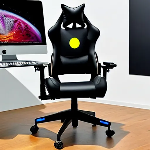 Prompt: apple product, gamer chair, smart gamer chair, highly detailed, new technology