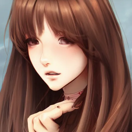 Prompt: full headshot portrait of a girl with long brown hair, drawn by WLOP, by Avetetsuya Studios, attractive character, colored sketch anime manga panel, trending on Artstation