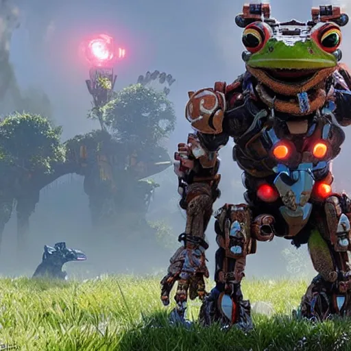 Image similar to a cybernetic robotic frog from the game Horizon Zero Dawn