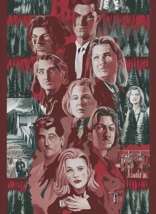 Image similar to twin peaks movie poster art by kieran yanner