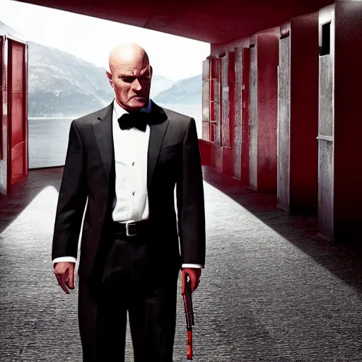 Prompt: bryan Cranston as agent 47 in hitman-n 6