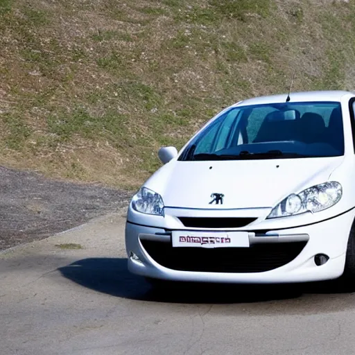 Prompt: peugeot 206 in the anime inidial d