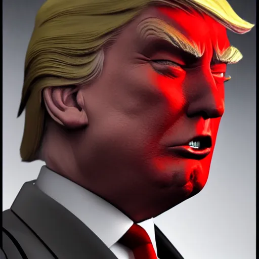 Image similar to concept art of donald trump as satan, red and black, evil armor, 4k, unreal engine highly detailed dramatic