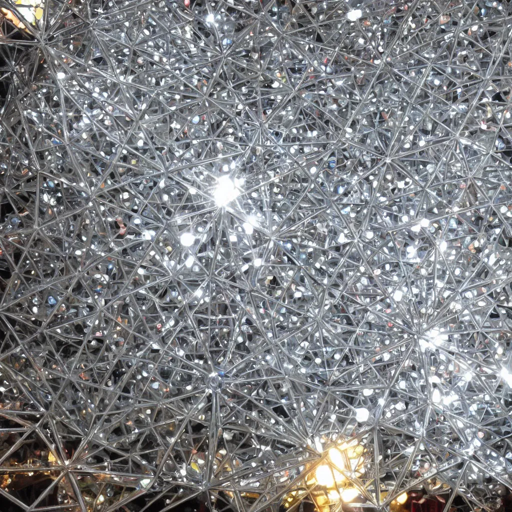 Image similar to Atomium made out of disco balls