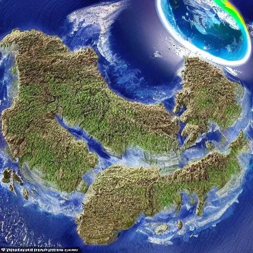 Image similar to this is a land on an unforgiving world of churning oceans and jagged coastlines. every habitable island is situated somewhere along the planet's equator where the weather is still volatile but more hospitable than any points to the north or south