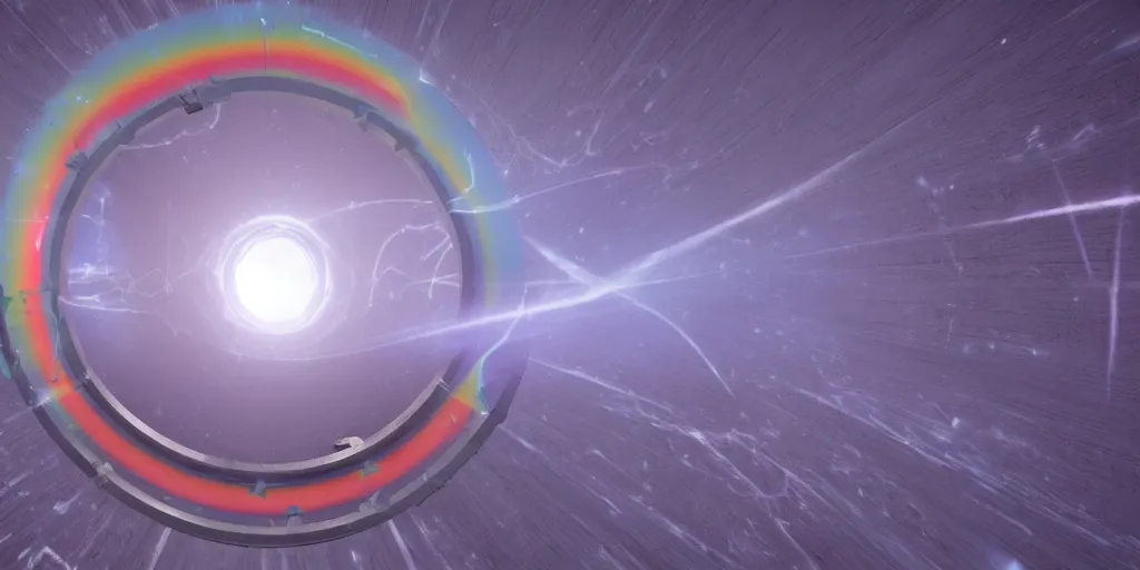 Image similar to a white void with a rainbow time vortex, unreal engine 5, intricate, highly detailed