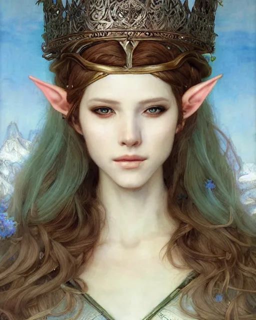 Image similar to a beautiful elf queen by Edgar Maxence and Ross Tran and Michael Whelan