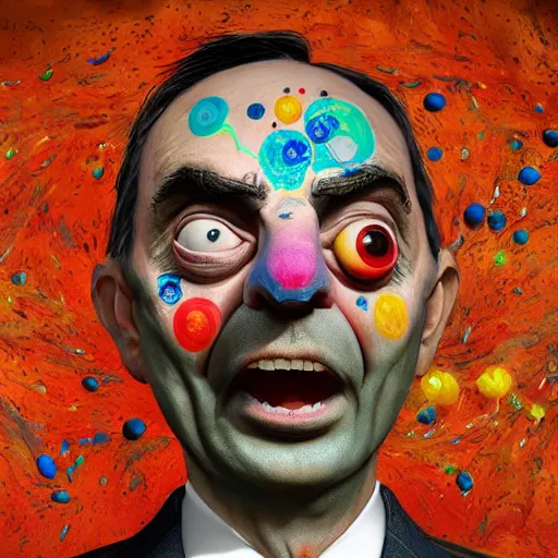 Image similar to Very very very very highly detailed epic central composition photo of Mr Bean face, intricate, happy colorful vibes, extremely detailed, digital painting, smooth, sharp focus, illustration, intimidating lighting, incredible art by Brooke Shaden, artstation, concept art, Octane render in Maya and Houdini