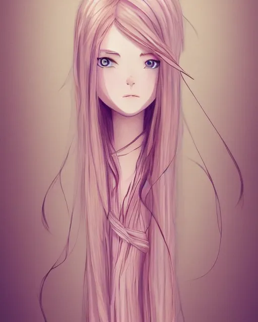 Image similar to a portrait of a young woman with very long pink hair undulating on the wind, light brown eyes, slightly chubby, pale skin, pretty, cute, by ghibli, trending on artstation