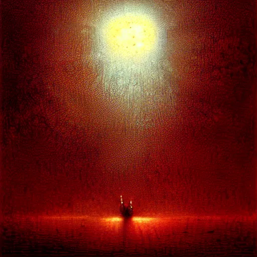 Image similar to hundreds flying birds, shining light, by beksinski, shining light, clouds, architecture, Award winning. Masterpiece, detailed illustration