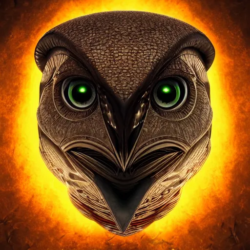 Prompt: alien owl, alien warrior, portrait, hyperrealistic, symmetry, octane render, detailed, hdr