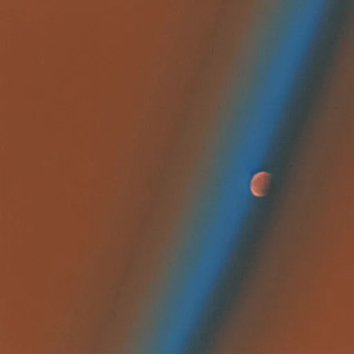 Image similar to View of Mars with blue atmosphere from pole to pole. Visible north polar cap.