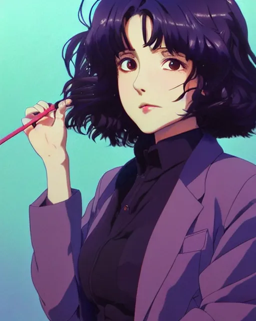 Image similar to portrait Anime as Elaine Benes girl cute-fine-face, pretty face, realistic shaded Perfect face, fine details. Anime. runes on hands, mage blue smoke realistic shaded lighting by Ilya Kuvshinov katsuhiro otomo ghost-in-the-shell, magali villeneuve, artgerm, rutkowski, WLOP Jeremy Lipkin and Giuseppe Dangelico Pino and Michael Garmash and Rob Rey