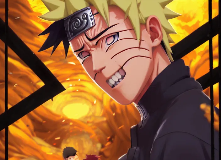 Image similar to highly detailed portrait of naruto uzumaki with black hair punching a wal behind bars in prison, unreal engine, fantasy art by greg rutkowski, loish, rhads, ferdinand knab, makoto shinkai and lois van baarle, ilya kuvshinov, rossdraws, tom bagshaw, global illumination, radiant light, detailed and intricate environment