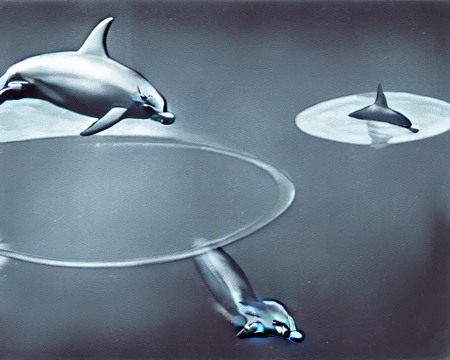 Image similar to dolphin hologram, designed by yves tanguy