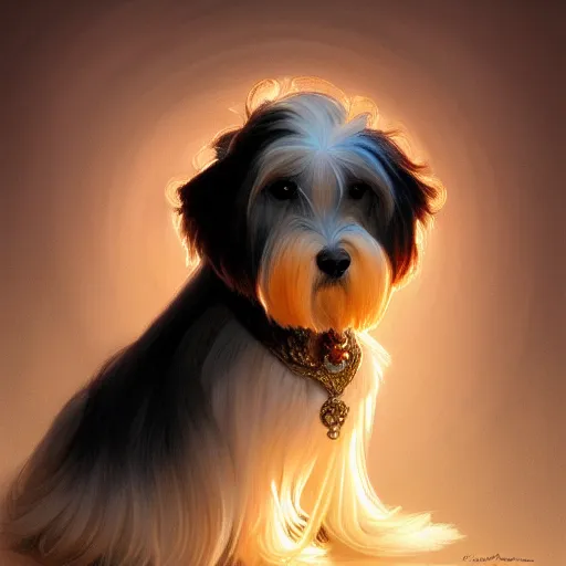 Image similar to beautiful detailed picture of a havanese, radiant light, art nouveau, intricate, elegant, highly detailed, my rendition, digital painting, artstation, concept art, smooth, sharp focus, illustration, art by artgerm and greg rutkowski and alphonse mucha