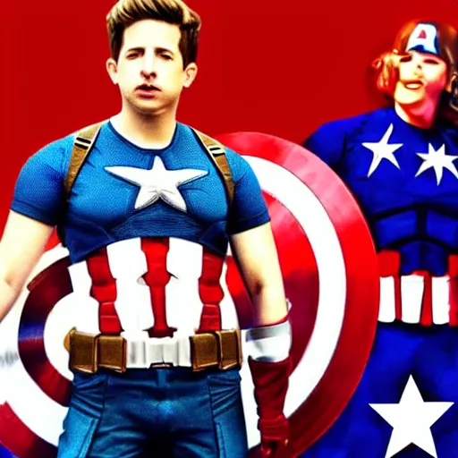 Prompt: a full body image of charlie puth as captain america