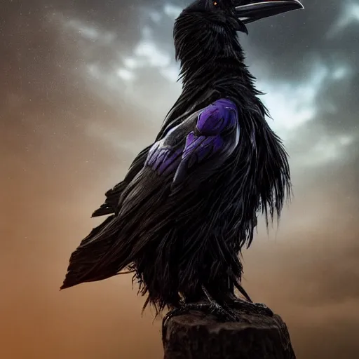 Image similar to full body pose, hyperrealistic photograph of a raven woman, dim volumetric lighting, 8 k, octane beautifully detailed render, extremely hyper detailed, intricate, epic composition, cinematic lighting, masterpiece, trending on artstation, very very detailed, stunning, hdr, smooth, sharp focus, high resolution, award, winning photo, dslr, 5 0 mm