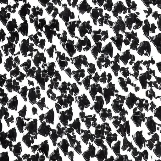 Prompt: a graphical pattern of white wolves into black geese by maurits cornelius escher, aerial view, scared black geese, angry white wolves, hexagonal pattern, intricate details, geese, wolves, screen print, frameless