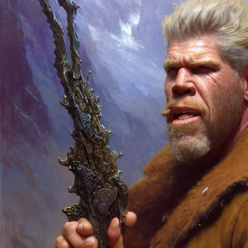 Prompt: ron perlman as a fantasy giant, highly detailed painting by gaston bussiere, craig mullins, j. c. leyendecker, 8 k