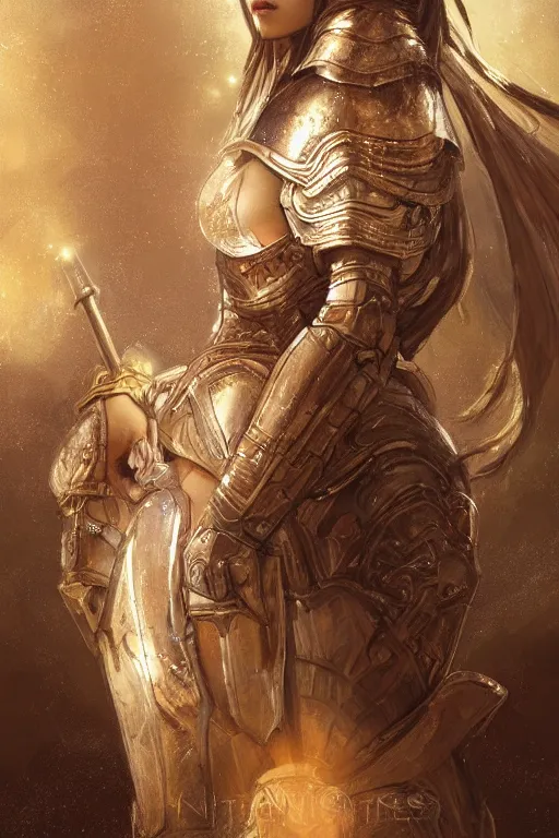 Image similar to portrait knights of Zodiac girl, white color reflected armor, in ruined Agora of Athens moon night and firefly and star sparkles, ssci-fi, fantasy, intricate, very very beautiful, elegant, golden light, highly detailed, digital painting, artstation, concept art, smooth, sharp focus, illustration, art by tian zi and WLOP and alphonse mucha