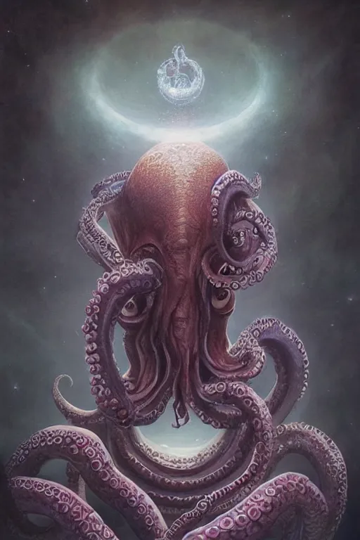 Prompt: portrait of an elegant alien octopus man king, straight on portrait, by artgerm, tom bagshaw, gerald brom, vaporwave colors, lo - fi colors, vaporwave, lo - fi, moody vibe, goth vibe, 4 k, hd,